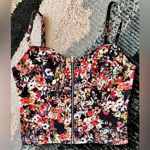 Zip-up cotton corset